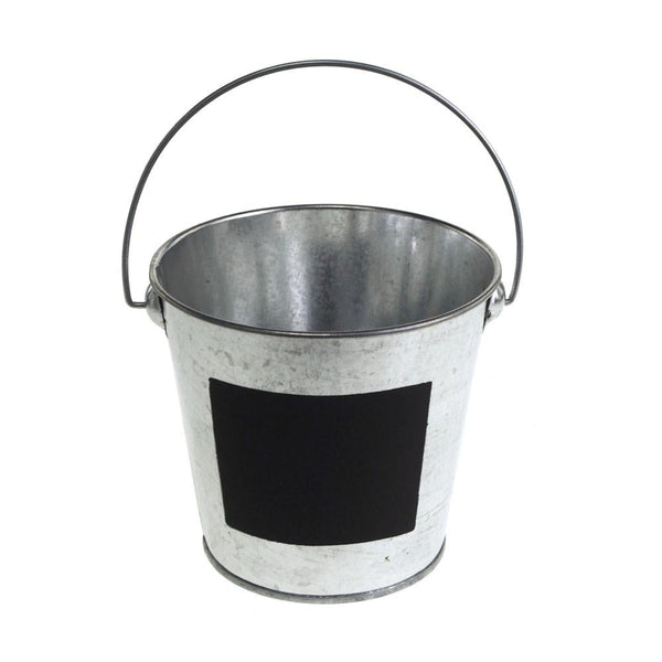 Galvanized Metal Bucket with Chalkboard Label, 4-Inch, Silver