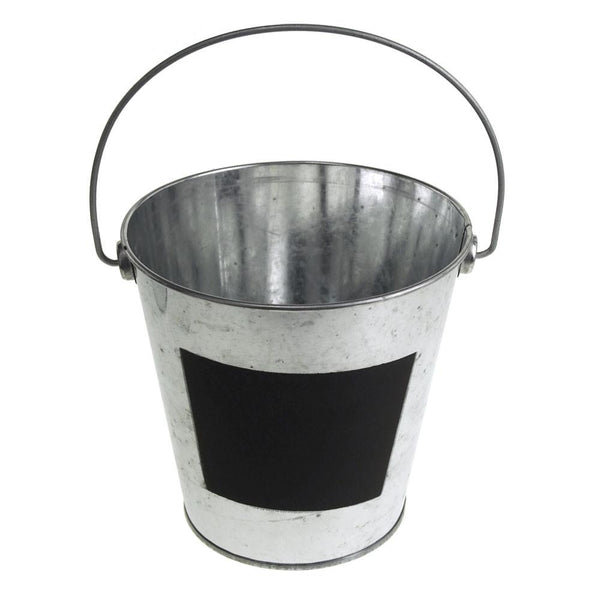 Galvanized Metal Bucket with Chalkboard Label, 5-1/2-Inch, Silver