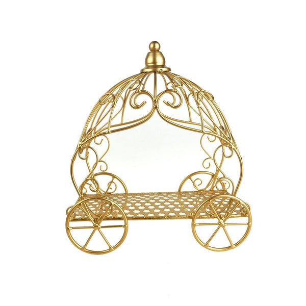 Metal Pumpkin Carriage, Gold, 12-Inch