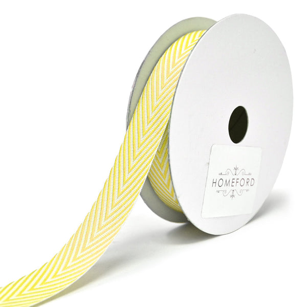 Woven Polyester Herringbone Ribbon, 5/8-Inch, 6-Yard, Light Yellow