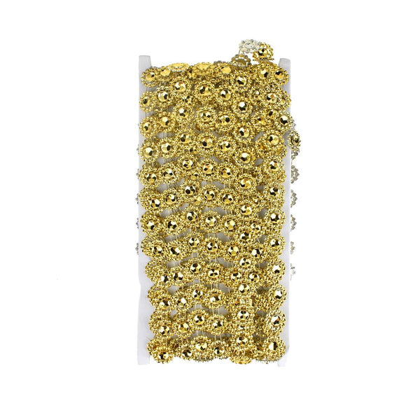 Flower Rhinestone Trim Strand, 15mm, 10-Yard, Gold