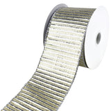 Christmas Shiny Metallic Woven Stripes Wired Ribbon, 2-1/2-Inch, 10-Yard