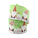 Merry Christmas Gnomes Wired Ribbon, 2-1/2-Inch, 10-Yard