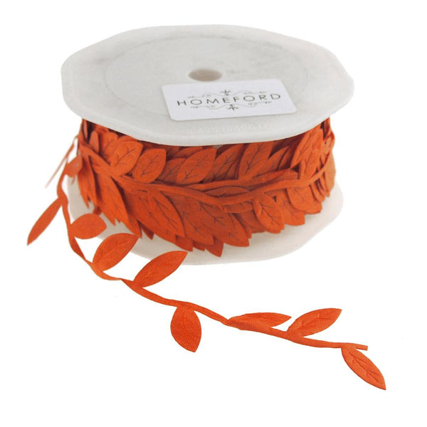 Leaf Garland Polyester Ribbon, 1/4-Inch, 10 Yards, Orange