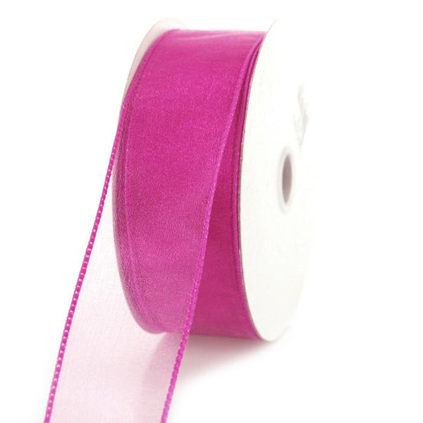 Sheer Chiffon Ribbon Wired Edge, 1-1/2-inch, 25-yard, Azalea