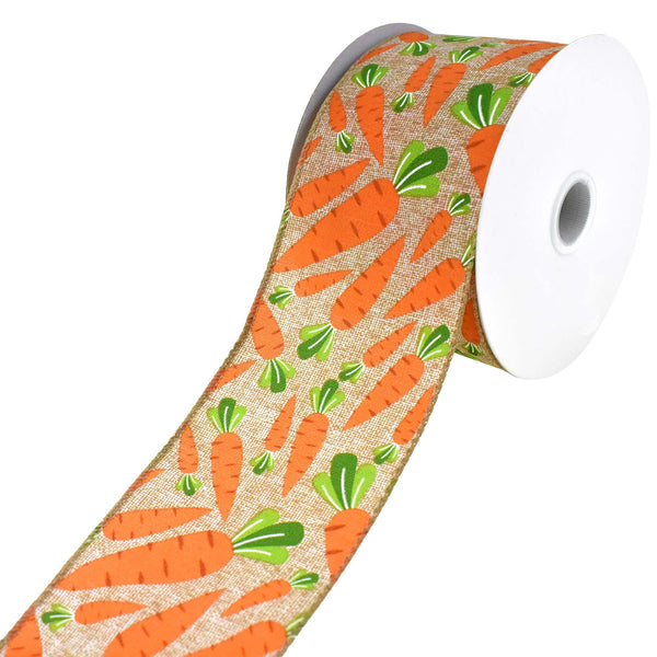 Lotsa Carrots Faux Linen Wired Ribbon, 2-1/2-Inch, 10-Yard