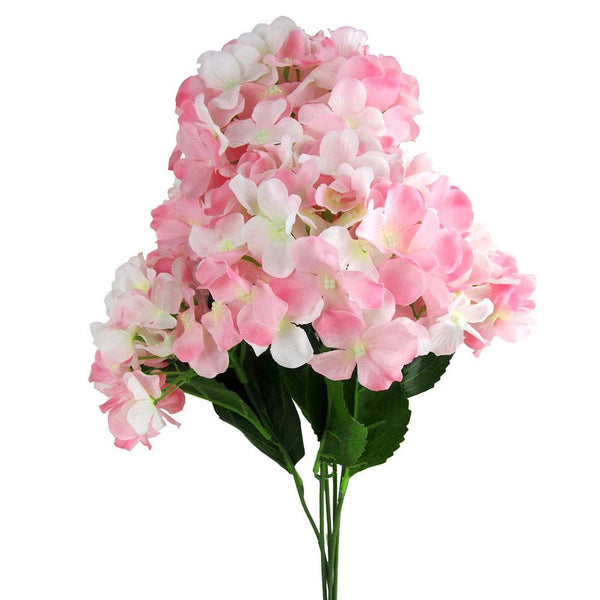 Artificial Silk Hydrangea Bouquet Flowers, 22-Inch, Pink