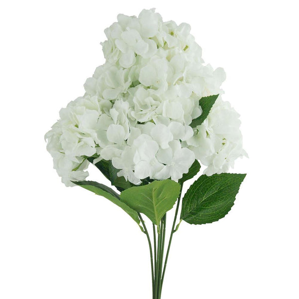 Artificial Silk Hydrangea Bouquet Flowers, 22-Inch, White