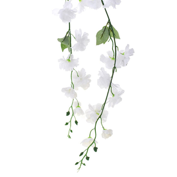 Artificial Wisteria Hanging Flowers Spray, White, 45-Inch