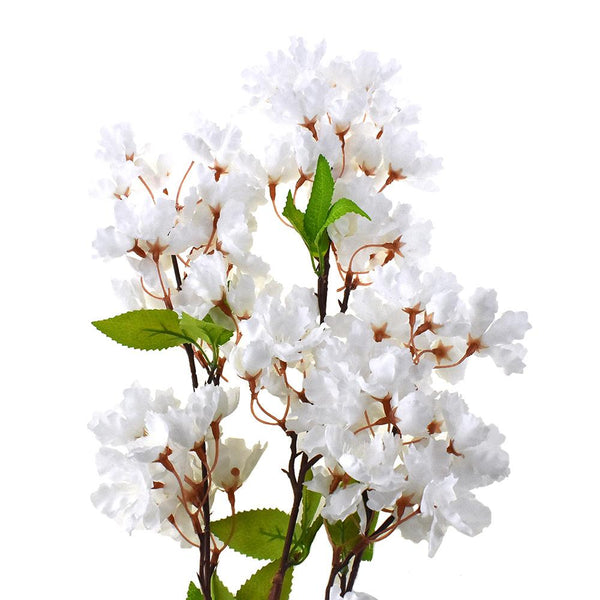 Artificial Cherry Blossoms Branch Spray, 42-Inch, White