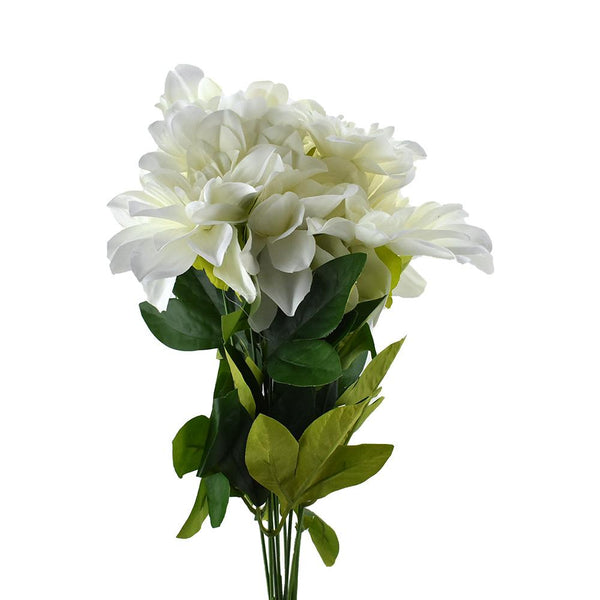 Artificial Dahlia Flowers Spray, 19-Inch, White