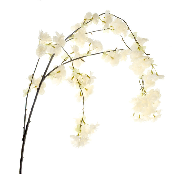 Artificial Cherry Blossom Spray, 58-Inch, White