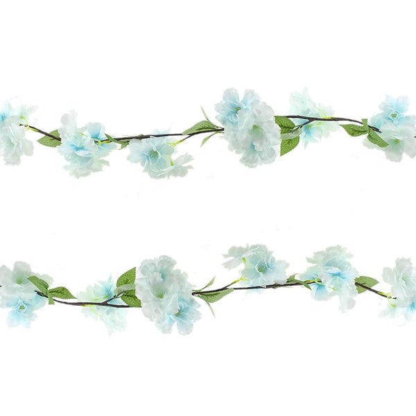 Artificial Wildflower Branch Garland, Blue, 68-Inch