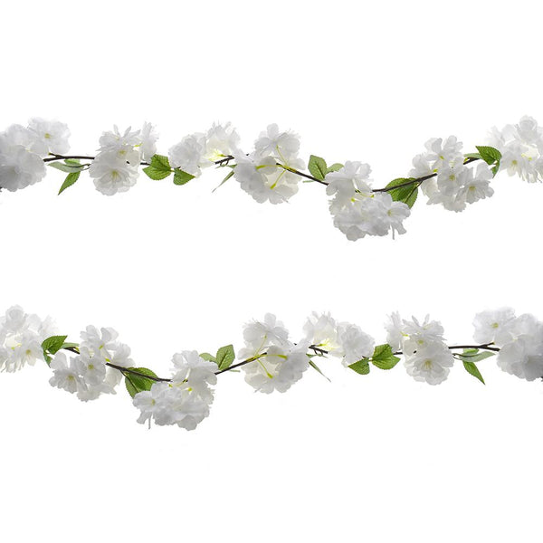 Artificial Wildflower Branch Garland, White, 68-Inch