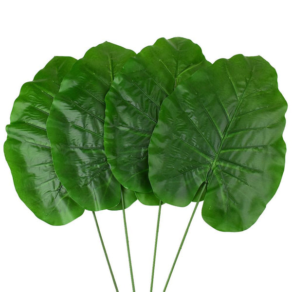 Artificial Elephant Ear Plant Picks, Dark Green, 24-Inch, 4-Count