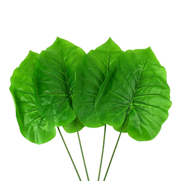 Artificial Elephant Ear Plant Picks, Light Green, 24-Inch, 4-Count