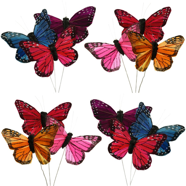 Monarch Butterfly Floral Accents, 4-1/2-Inch, 12-Piece - Assorted Colors