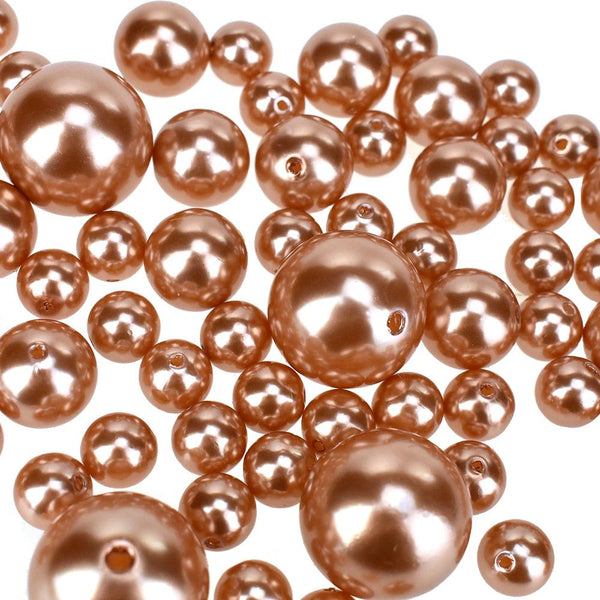 Assorted Plastic Pearl Beads, 14mm, 20mm, 30mm, 84-Piece, Gold