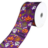 Cartoon Pumpkin and Skull Wired Ribbon, 2-1/2-Inch, 10-Yard