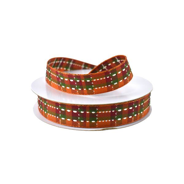 Cider Fall Plaid Wired Ribbon, 5/8-Inch, 10-Yard