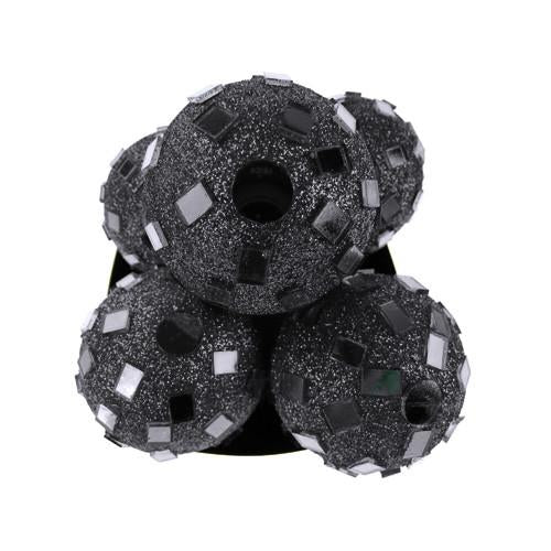 Glitter Disco Ornament Balls, 2-1/4-inch, 6-Piece, Black