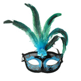 Fancy Feather Masquerade Mask, 7-Inch x 3-1/4-Inch