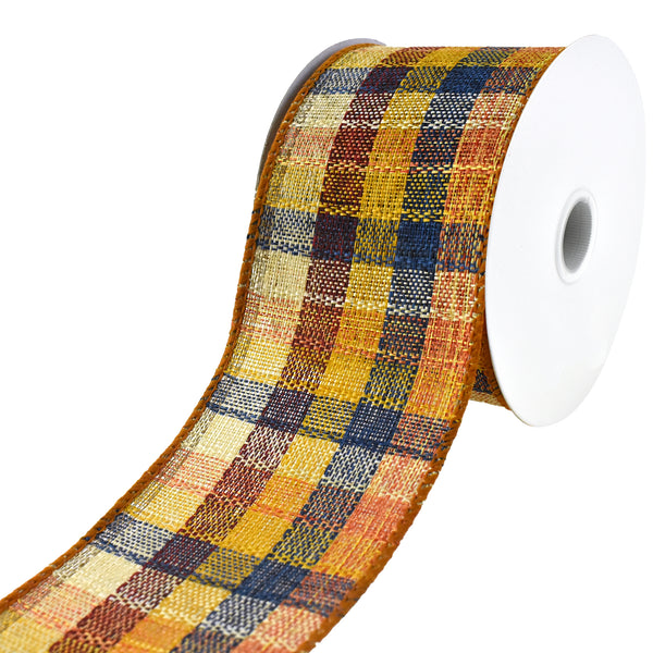 Rustic Autumn Plaid Wired Ribbon, 2-1/2-Inch, 10-Yard