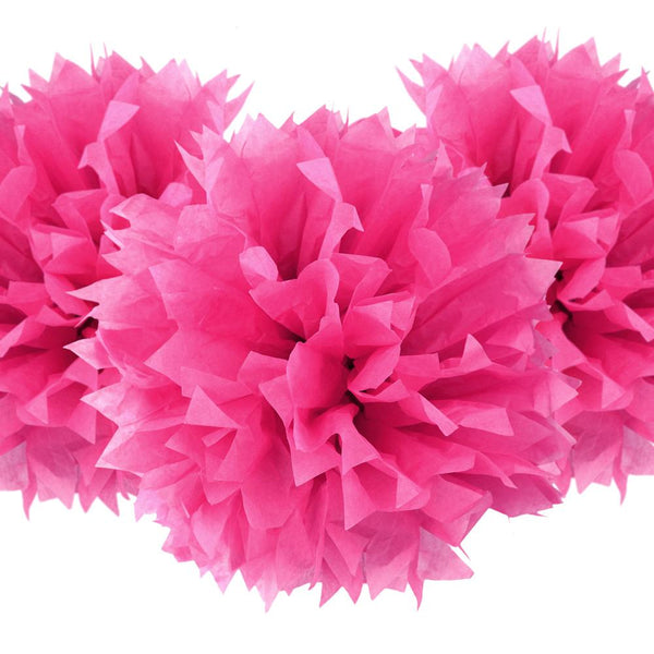 Starburst Tissue Paper Pom-Poms, Fuchsia, 17-Inch, 3-Count