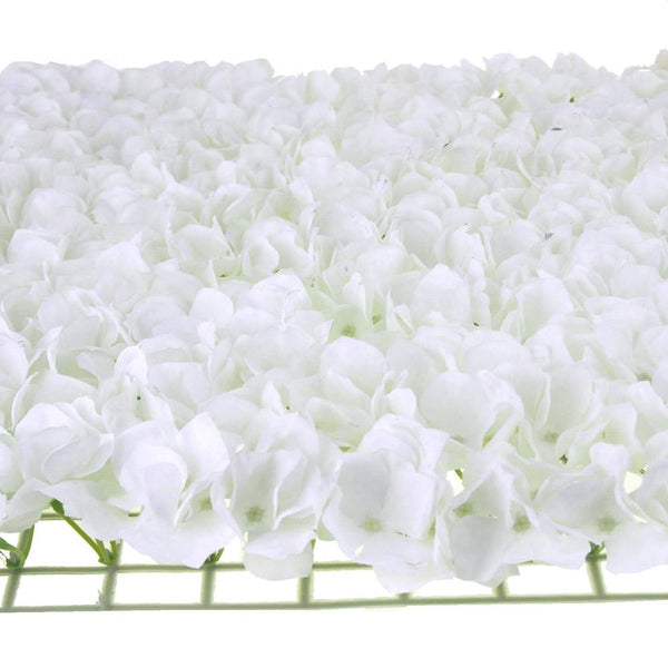 Artificial Silk Hydrangea Flower Mat, White, 24-Inch