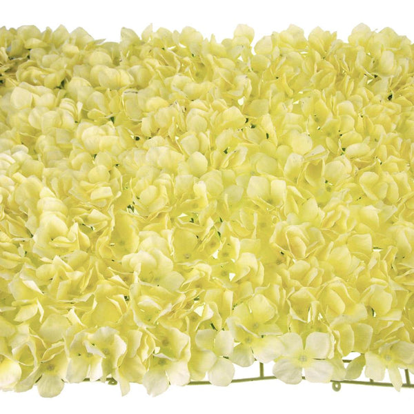 Artificial Silk Hydrangea Flower Mat, Yellow, 24-Inch