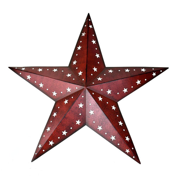 Large Metal Punch Out Star Wall Decor, Red, 29-Inch