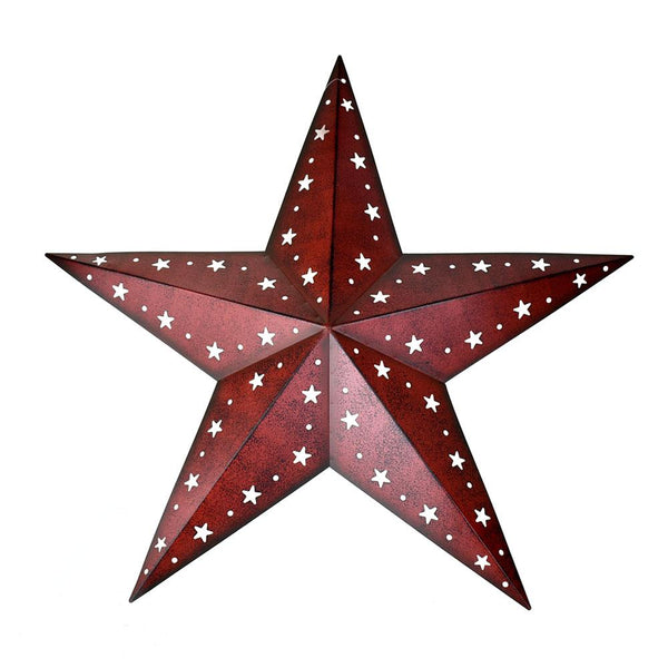 Large Metal Punch Out Star Wall Decor, Red, 24-Inch