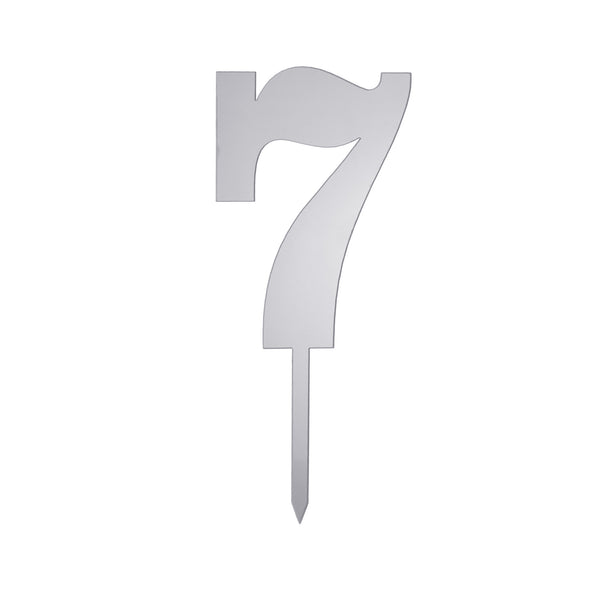 Metallic Acrylic Number 7 Cake Topper, Silver, 7-1/2-Inch