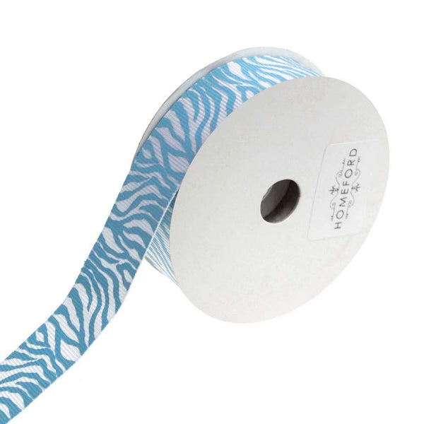 Zebra White Grosgrain Ribbon, 7/8-Inch, 4-Yard, Light Blue