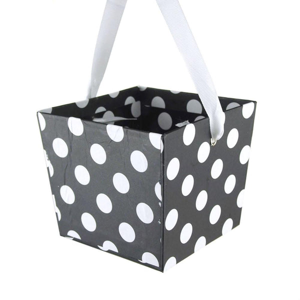 Cardboard Paper Market Tray, Polka Dot Black, 5-Inch