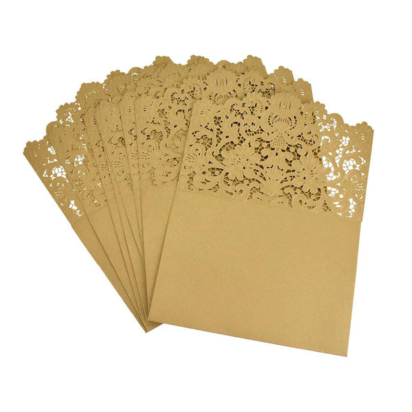 Flourished Accent Invitation Cards, Gold, 7-1/4-Inch, 8-Piece