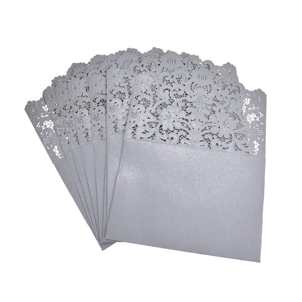 Flourished Accent Invitation Cards, Silver, 7-1/4-Inch, 8-Piece