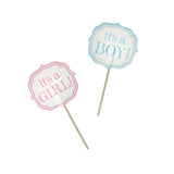 Gender Announcement Baby Shower Pick, 3-1/2-Inch, 12-Piece, Pink