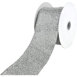 Christmas Glitter Frosted Polyester Wired Ribbon, 10-Yard