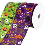 Cartoon Pumpkin and Skull Wired Ribbon, 2-1/2-Inch, 10-Yard