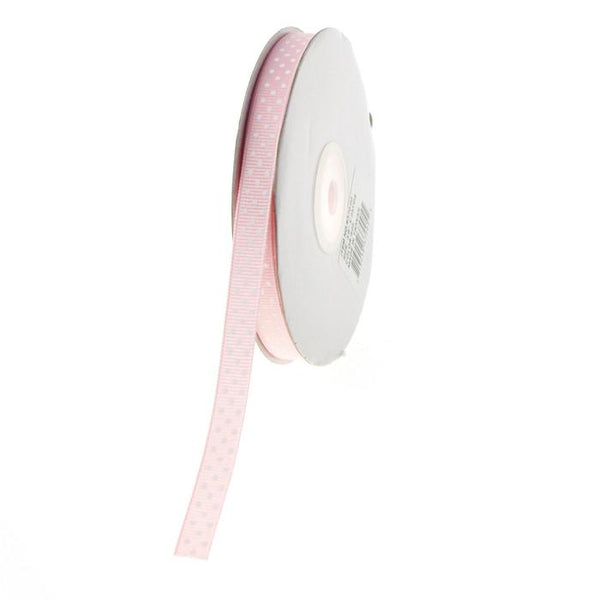 Swiss Dots Grosgrain Ribbon, 3/8-inch, 25-yard, Light Pink