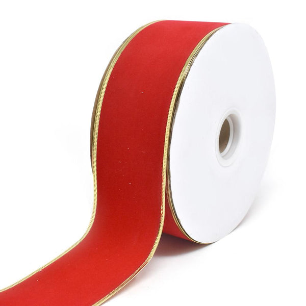 Water Resistant Regal Christmas Velvet Wired Edge Ribbon, Red, 2-1/2-Inch, 50-Yard