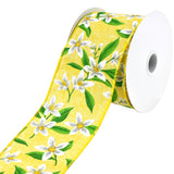 Spring Lillies Faux Linen Wired Ribbon, 2-1/2-Inch, 10-Yard