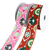 Retro Christmas Ornaments Wired Ribbon, 1-1/2-Inch, 10-Yard