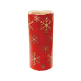 Flameless Essence Glow Snowflake LED Christmas Candle with Built-In Timer, Red