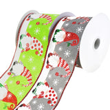 Christmas Gnomes Wired Ribbon, 2-1/2-Inch, 10-Yard