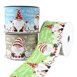 Merry Christmas Gnomes Wired Ribbon, 2-1/2-Inch, 10-Yard