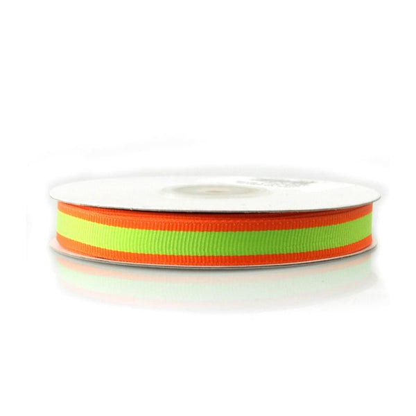 Rainbow Striped Grosgrain Ribbon, 5/8-Inch, 25 Yards, Orange/Mint