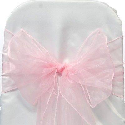 Organza Chair Bow Sash, 9-inch, 10-feet, 6-piece, Light Pink