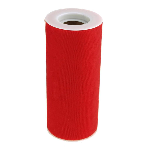 Tulle Spool Roll Fabric Net, 6-Inch, 25 Yards, Red